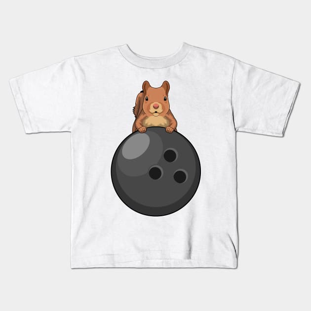 Squirrel at Bowling with Bowling ball Kids T-Shirt by Markus Schnabel